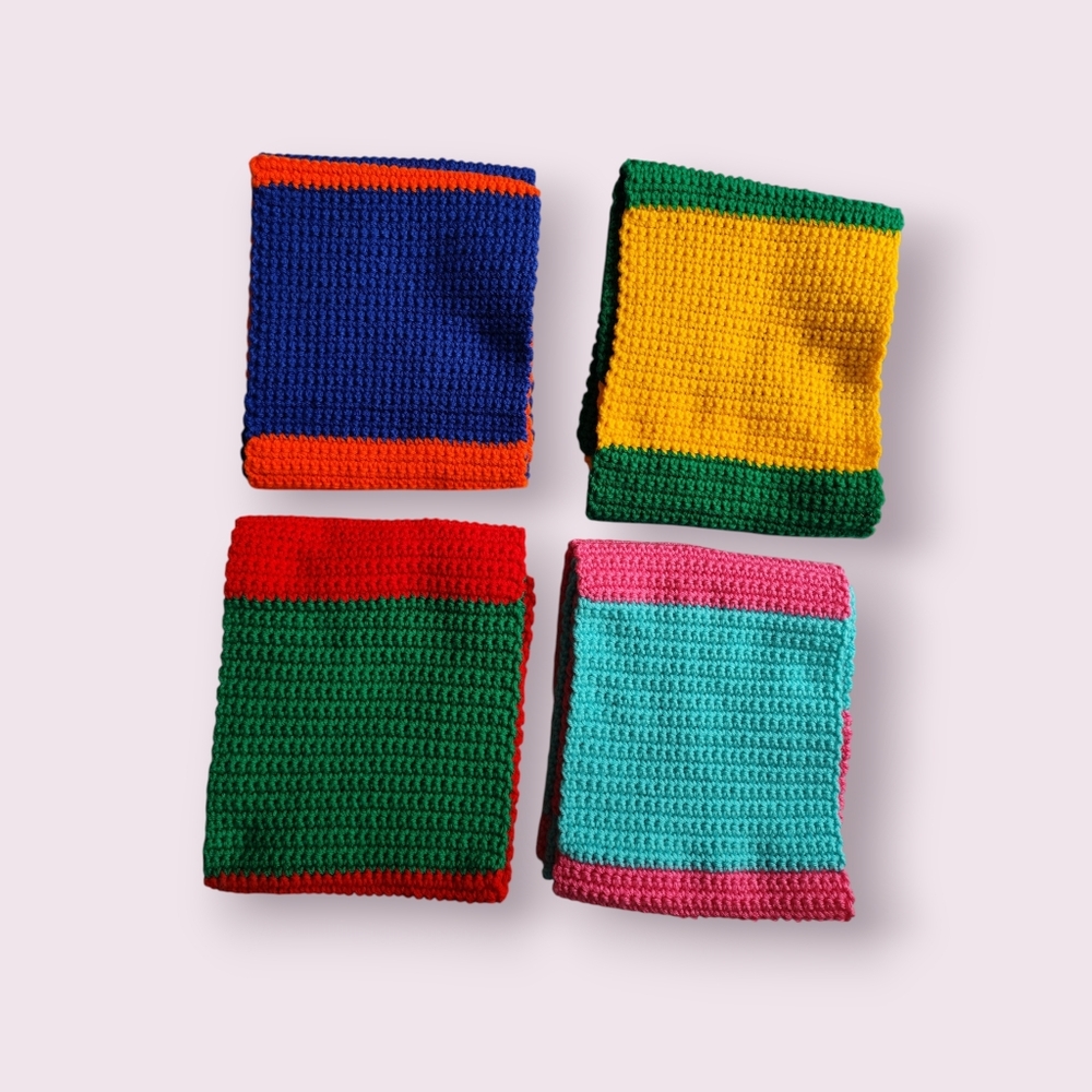 4/$50⭐️Handmade crochet scarf  two‑tone block